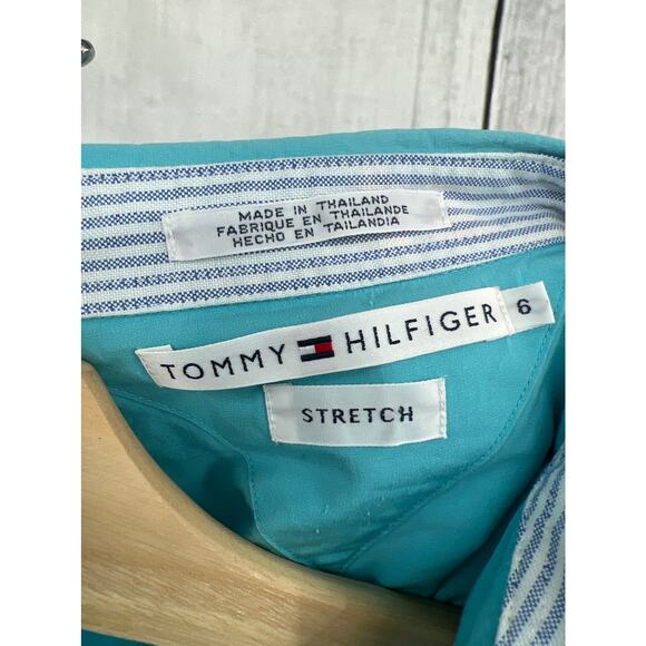 Tommy Hilfiger SZ 6 VINTAGE Y2K Blue Stretch Sleeveless Button Up Top Blouse - Picture 5 of 8